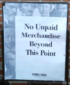 No unpaid merchandise beyond this point