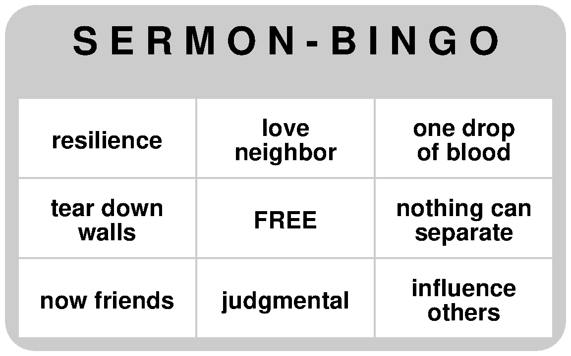 Sermon bingo 1