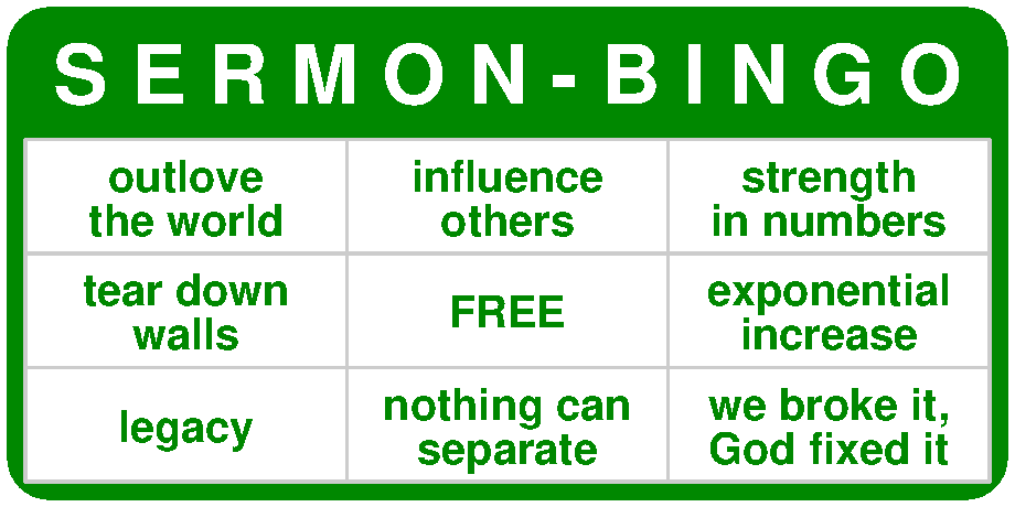 Sermon bingo 2