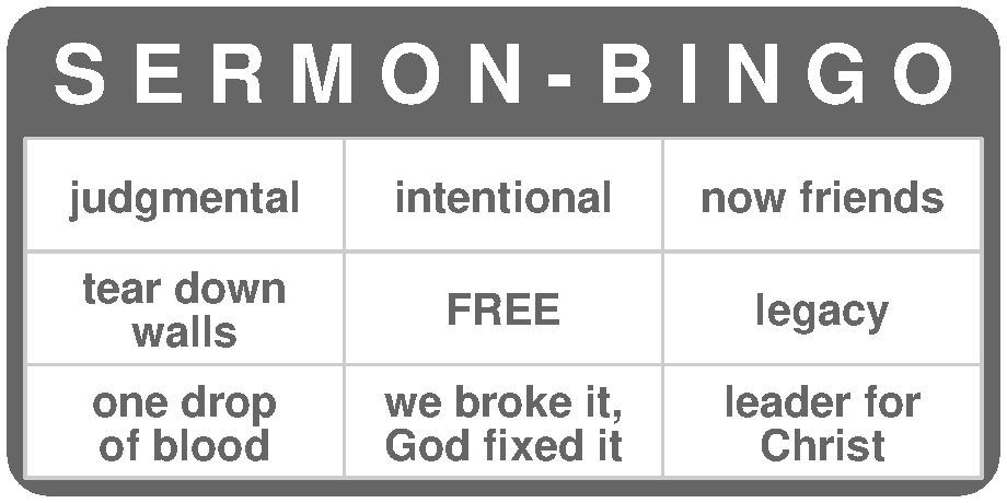 Sermon bingo 4