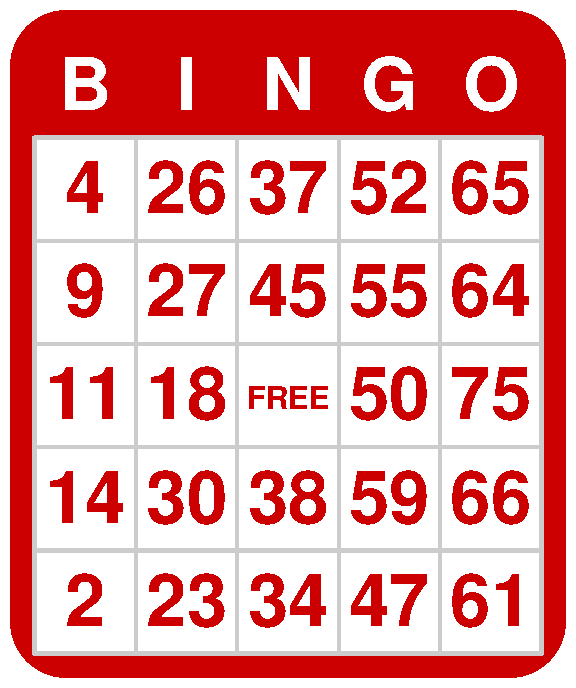 Bingo card 1