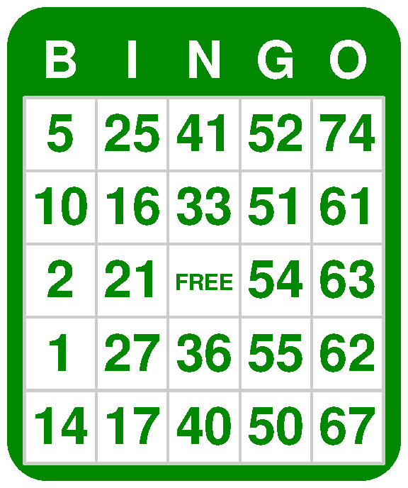 Bingo card 2