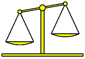 Balance scales tilt left