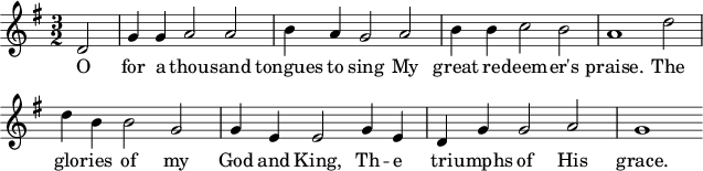 Music: O for a thousand tongues to sing