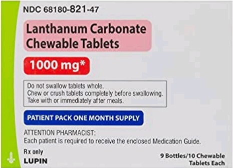 Lanthanum carbonite tablets