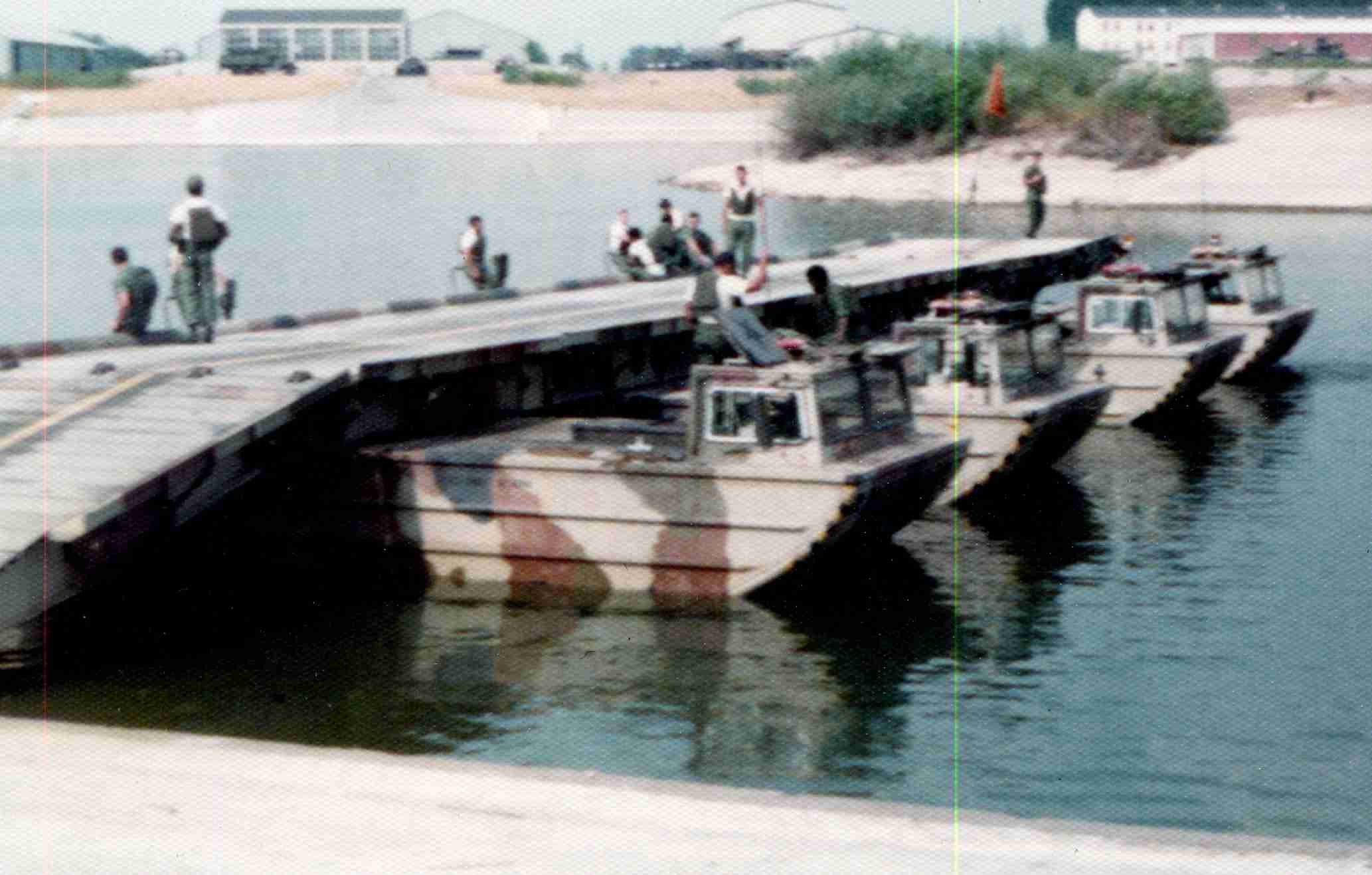 Mobile bridge on the Rhine River, 