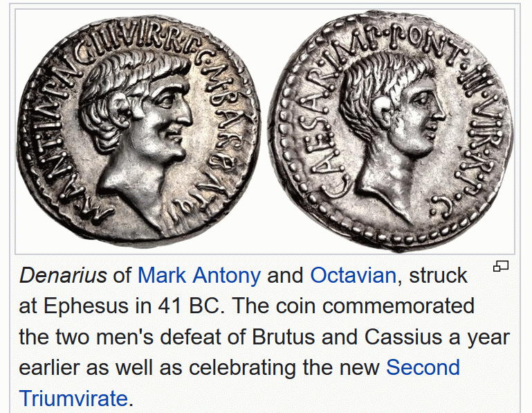 Denarius of Mark Anthony and Octavian