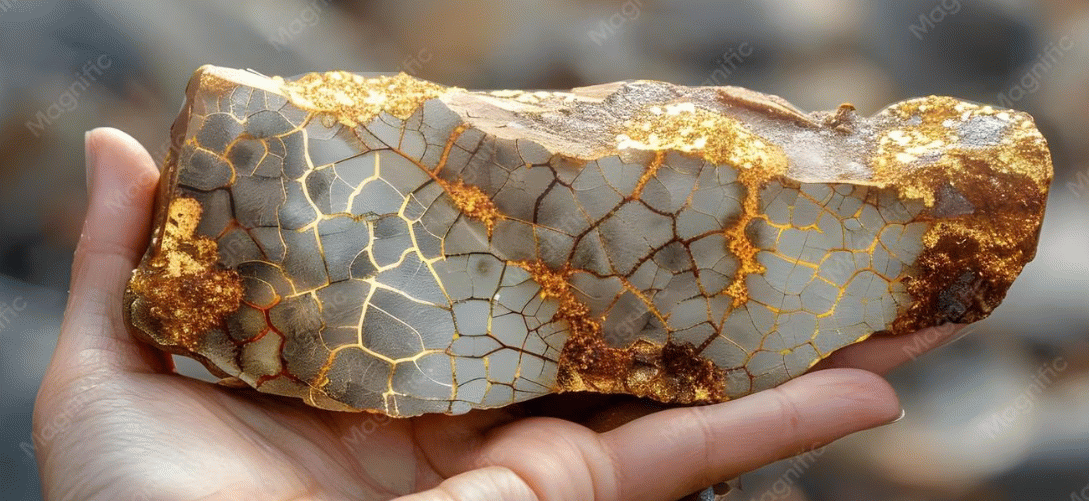 Stone with gold bands through it